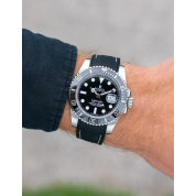 Rolex Submariner Black Strap 20Mm / Black White Stitches