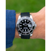 Rolex Submariner Blue Gold Rubber Strap / Black Blue Stitches