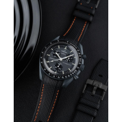 Omega Black And Orange Rubber Strap / Black & Orange Stitches