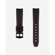 Omega Black And Orange Rubber Strap / Black & Orange Stitches