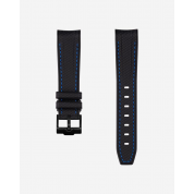 Watch Strap Omega Swatch 20Mm / Black & Blue Stitches