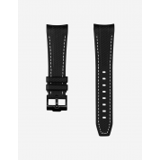 Blancpain X Swatch Rubber Strap / Premium Black & White Stitches