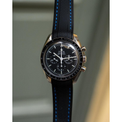 Speedmaster Professional On Rubber Strap / Black Blue Stitches