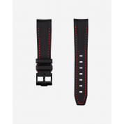 Omega Swatch Black Rubber Strap 20Mm / Black & Red Stitches