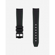 Rubber Strap For Omega Speedmaster Professional / Black Green Stitches