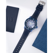 Strap For Blancpain X Swatch / Navy Blue & White Stitches