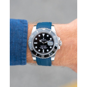 Blue Rolex Submariner On Rubber Strap 20Mm / Navy Blue