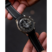 Speedmaster White Rubber Strap 20Mm / Black White Stitches