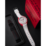 Omega Swatch Mercury Strap 20Mm / White & Red Stitches