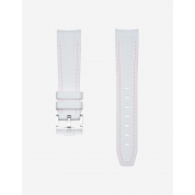 Pink Swatch Watch Strap 20Mm / White & Pink Stitches / Omega