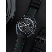 Omega Watch Steel Strap 20Mm / Black & Green Stitches