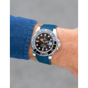 Blue Rolex Submariner On Rubber Strap 20Mm / Navy Blue