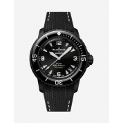 Blancpain X Swatch Rubber Strap / Premium Black & White Stitches