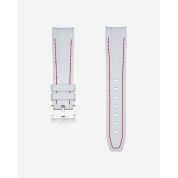 Omega Swatch Mercury Strap 20Mm / White & Red Stitches