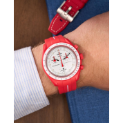 Moon Swatch Omega Strap 20Mm / Red & White Stripe